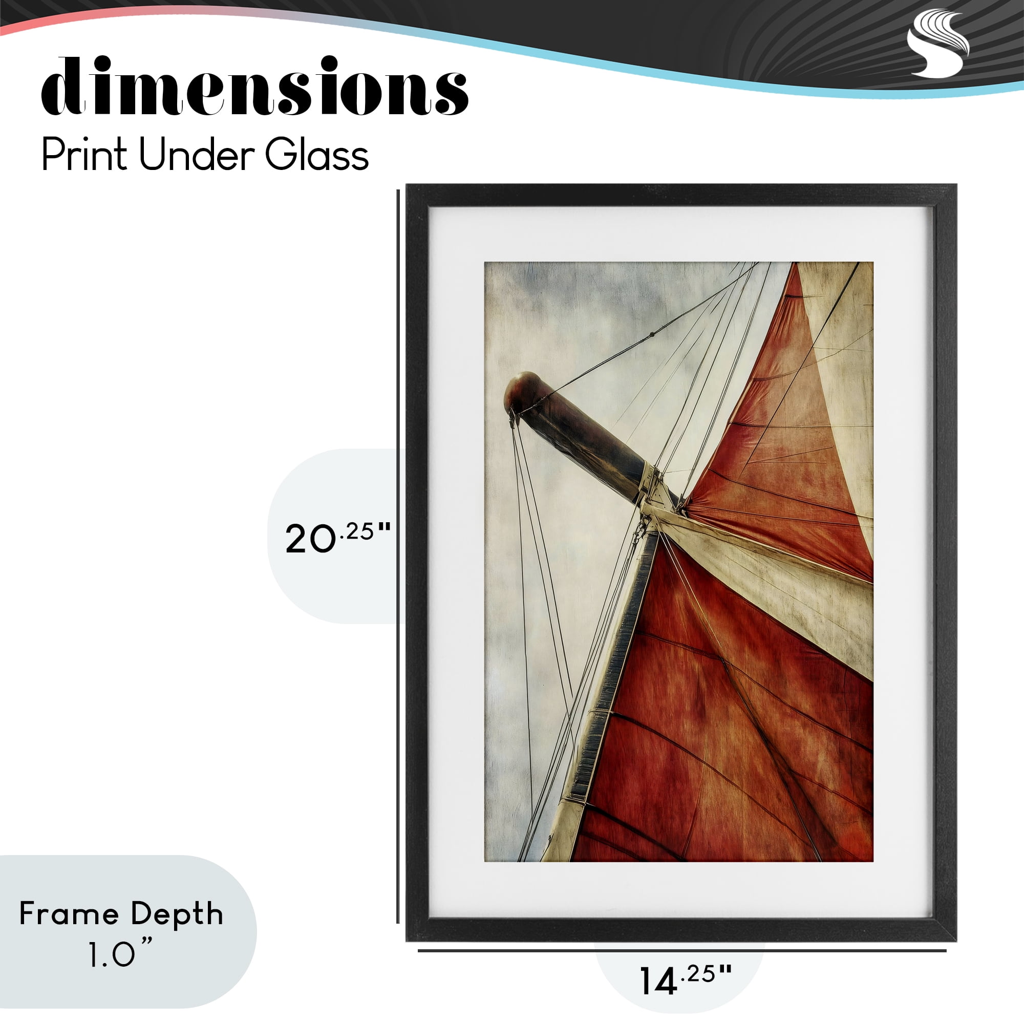 Stupell Industries Red Sail at Sea Black Framed Print Under Glass, design by Creative Studio