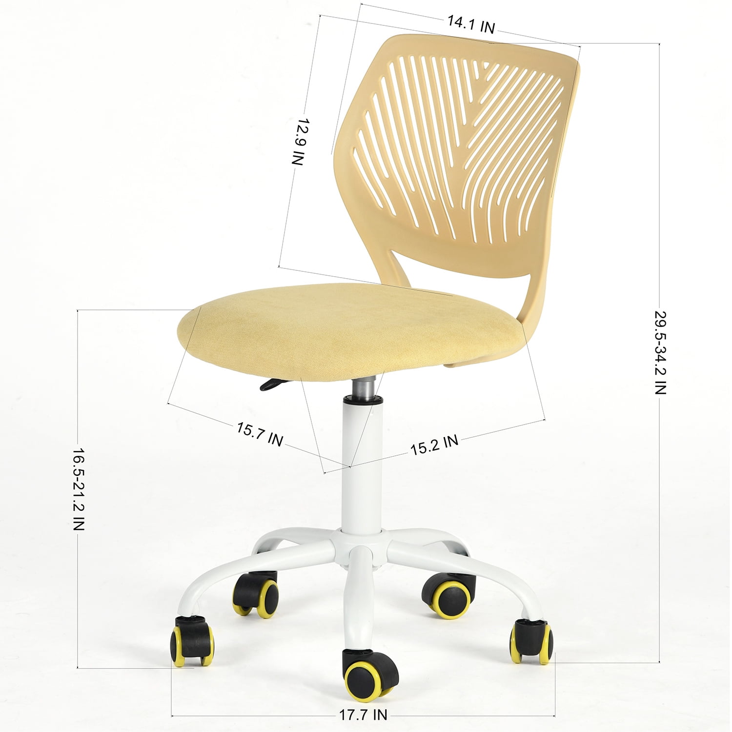 Homy Casa Adjustable Kids Desk Chair, Ergonomic Student Chair for Study, School or Bedroom, Yellow
