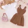 thumbnail image 2 of Taybagh Toddler Girl Clothes Vacation Outfits with Flying Sleeve Top and Overalls Fashionable Dailywear Sweet White 2-3 Years, 2 of 7