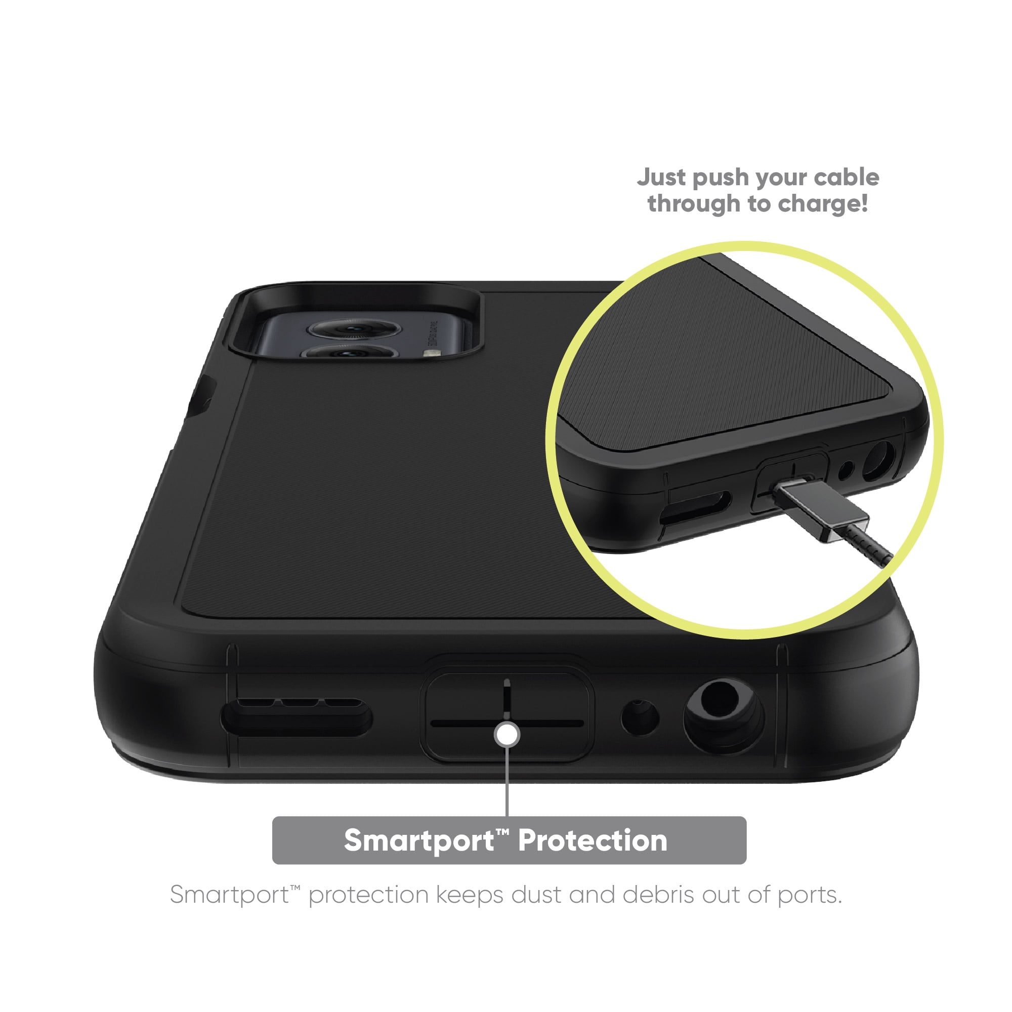 onn. Rugged Phone Case for moto g POWER 5G (2024) - Black