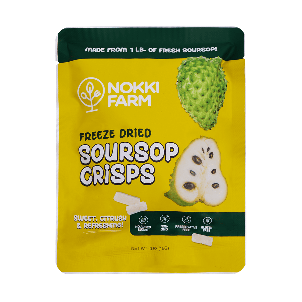 NOKKI FARM Freeze Dried Soursop chunk Crisps (Guanabana Fruit), Healthy & Exotic Tropical Superfood Snack, Kid-Approved, No Added Sugar or Preservatives, Shelf-Stable, 0.53oz, 6 Pack