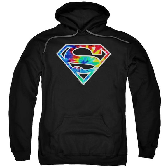 Superman Superman Tie Dye Logo Adult Pullover Hoodie Sweatshirt Black