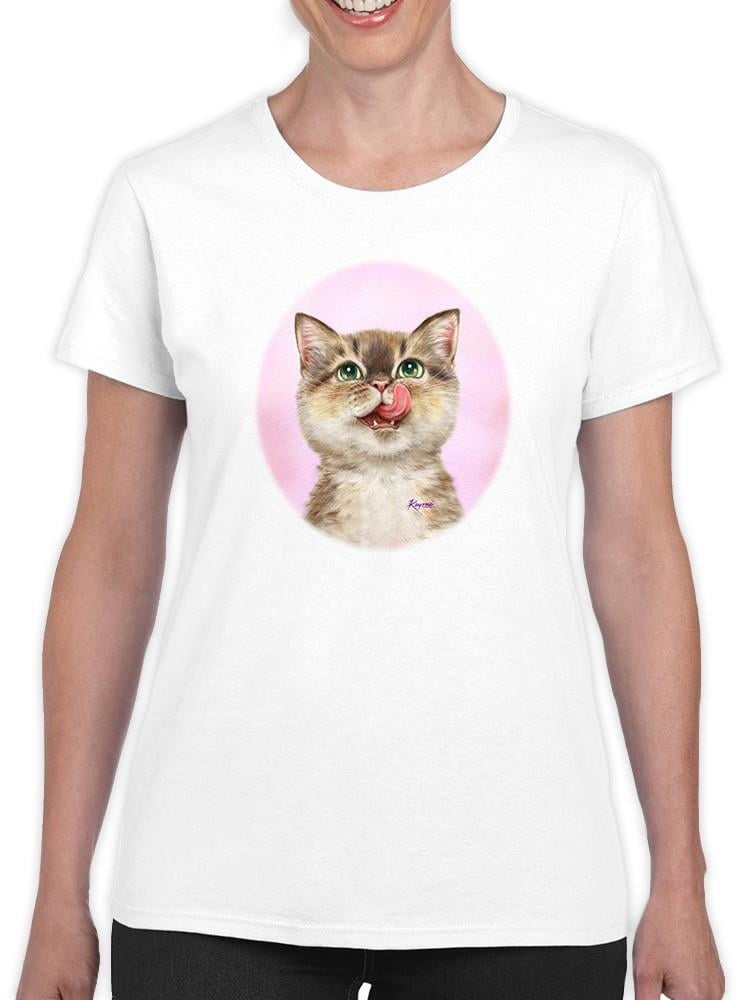 cat licking shirt