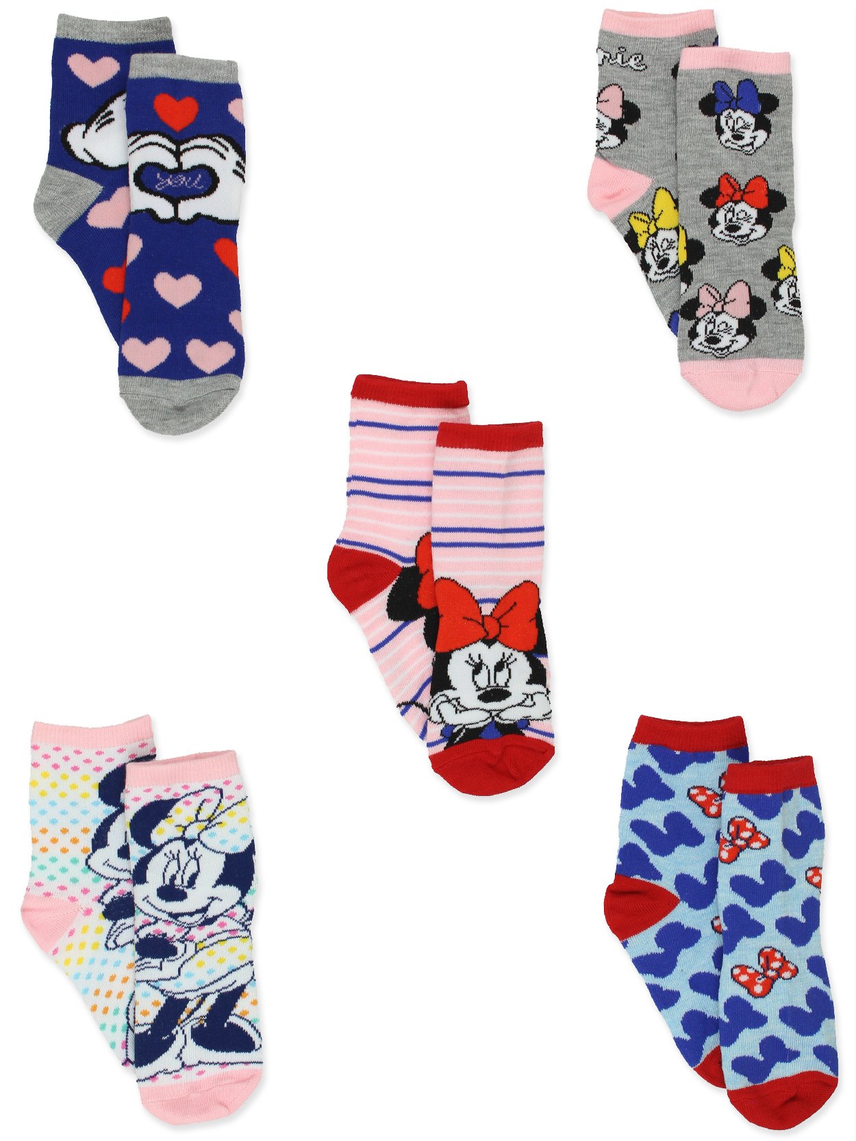 Minnie Mouse Girls Toddler 5 Pack Crew Socks MW550GCCZA - Walmart.com