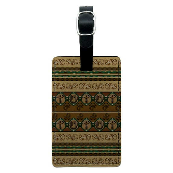 Southwest New Mexico Arizona Desert Cactus Lizard Rectangle Leather Luggage Card Suitcase Carry-On ID Tag
