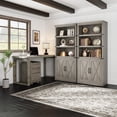 thumbnail image 4 of Farmhouse Wooden Bookcase with 5 Open Shelves and Closed Cabinets, Durable Engineered Wood Storage Shelf for Study Room Home Office Living Room,Grey, 4 of 7