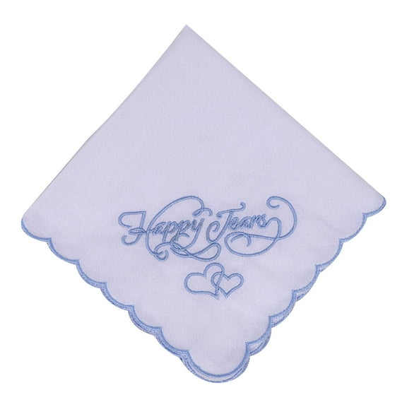 Delicate Embroidered Happy Tears Cotton Handkerchief Multipurpose Decorative Square Kerchief Wedding Party Gift 28x28cm