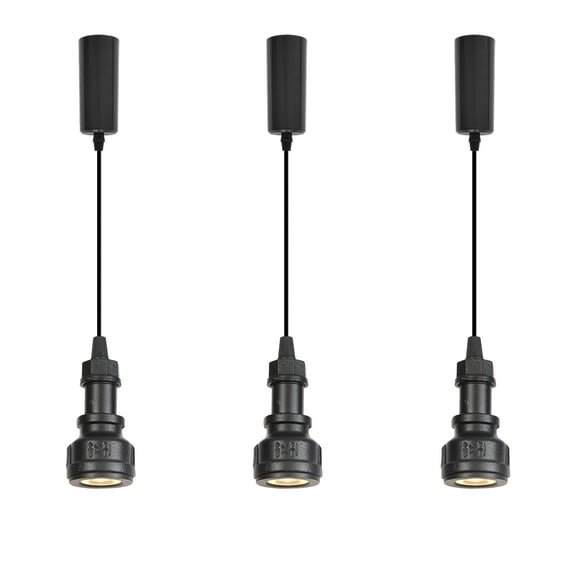 Kiven H-Type Track Lighting, 3-Light Industrial Halo Track Pendant Light, Steampunk Style LED Track Light Pedant Adjustable Length for Bedroom Kitchen Shop Home,Black Finish