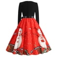 thumbnail image 4 of Robe Vintage Rockabilly Patchwork pour Femmes, Robe de Fête de Noël avec Nœud, 4 of 7