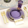 thumbnail image 5 of 200Pcs Multi-Use Purple and Gold Plastic Dinnerware, 5 of 9