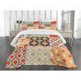 thumbnail image 3 of Ambesonne Colorful Quilted Bedspread Set 3 Pcs, Vintage Abstract Shape, King Size, Multicolor, 3 of 5