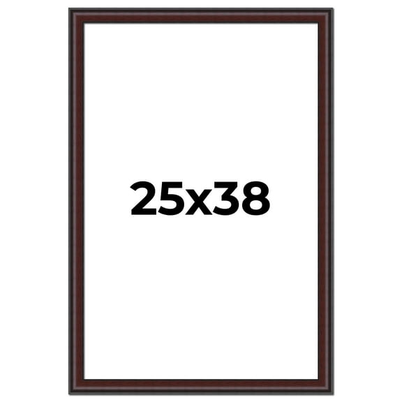 25x38 Frame Brown Round Mahogany Solid Wood Picture Frame | 1.625 Inch Moulding Width | with UV