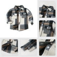 thumbnail image 3 of FYMNSI Kids Boys Flannel Plaid Casual Shirts Button Down Shirt Toddler Flannel Shirt Family Matching Tops 8-9 Years Dark Blue, 3 of 4