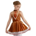 thumbnail image 2 of Doomiva Kids Girls Christmas Dance Dress Xmas Gingerbread Man Roleplay Dress Up Ballet Velvet Dance Tutu Dress Party Brown 14, 2 of 7