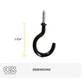 thumbnail image 3 of (3 pack) Ook Cup Hooks, 1-1/4", 1 lbs, Screw Hooks, Steel, Black Vinyl, 40 pack, 3 of 10