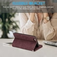 thumbnail image 3 of Wallet Case for iPhone 6 6S, Retro 9 Card Slots Zipper Pocket Handbag Case PU Leather Magnetic Closure Kickstand with Wrist Strap TPU Flip Case - Wine Red, 3 of 14