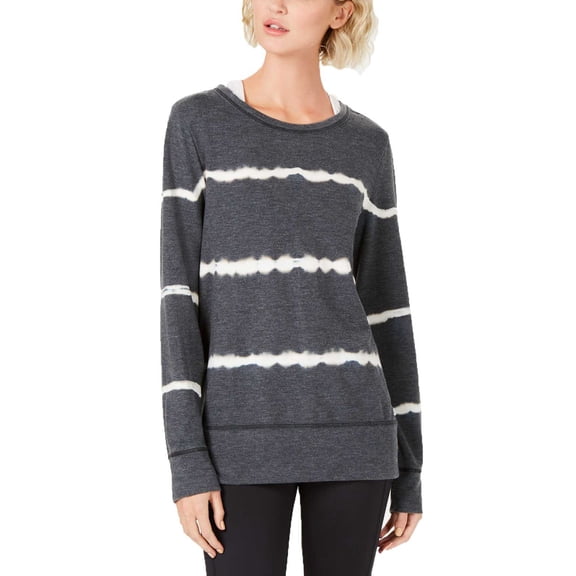 Ideology Tie-Dye Lattice-Back Top (Deep Black, XXL)