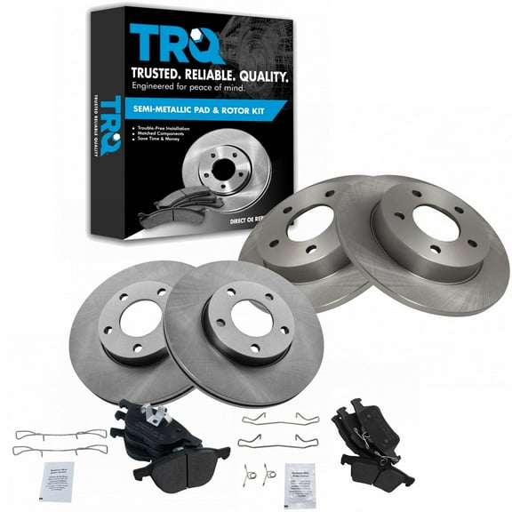 TRQ Front and Rear Brake Pad & Rotor Kit Brake Pads Brake Rotor Semi-Metallic Fits Select 2006-2013 Mazda 3