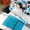 thumbnail image 5 of Manfei Glitter Cyan Square Twin Bedding,Contemporary Simple Art Bedding Comforter Set, Reversible 7 Pieces, 5 of 6