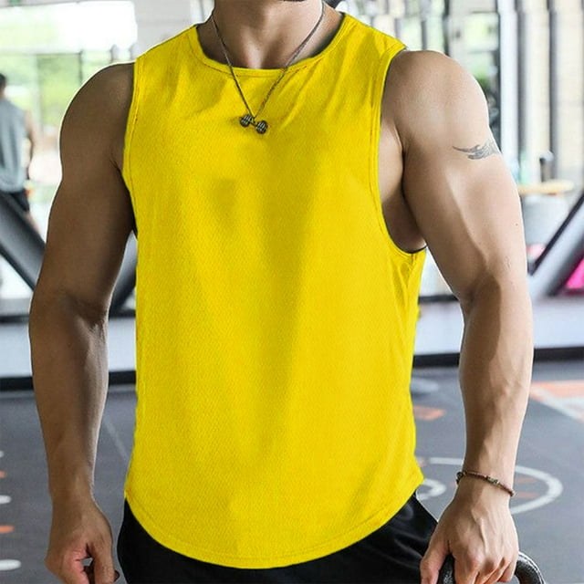 aidice Mens Gym Tank Tops Sleeveless Quick Drying Athletic T Shirts Crewneck Causal Solid Running Basketball Tank Tshirts