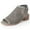 Grey Vegan Leather, variant on J. Adams Booties for Women - Comfortable Peep Toe Low Block Heel Tracy Bootie - Perforated Design with Zipper Closure