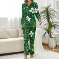 thumbnail image 2 of Top-kevin Womens Pajamas Set Stars Leaves Pattern Soft Long Sleeve Sleepwear Button Down Sets, 2 of 12