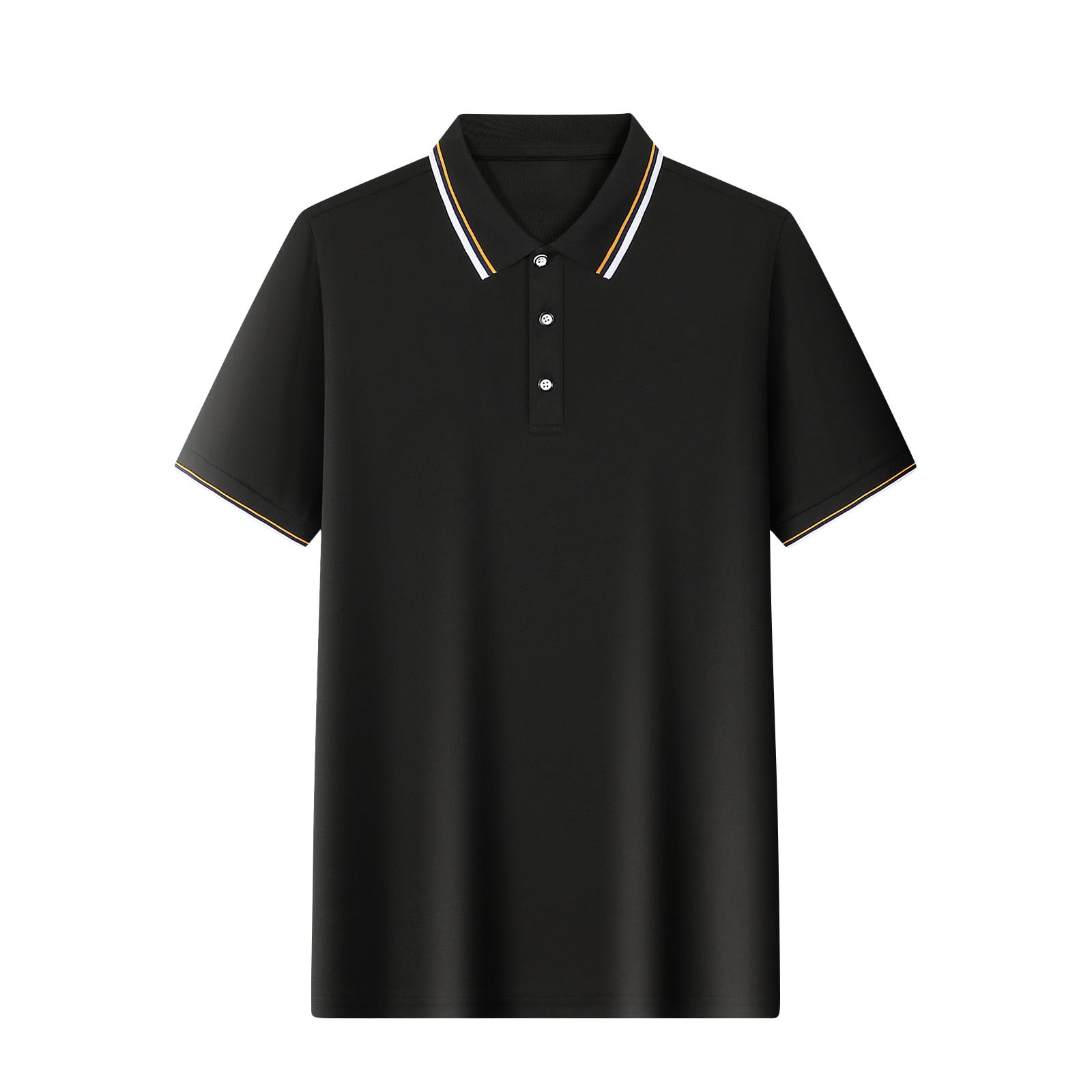 JURANMO Mens Summer Polo Shirts Loose Fit Big and Tall T Shirt Business Casual Polo Collar Shirt Fashion Going Out Tee Tops Deals of the Day Black S