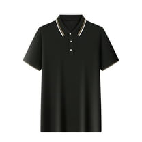 CaiJunJia George Polo Shirt,Mens Polo Shirts Short Sleeve Striped Cotton Dry Fit Rugby Collared Casual Golf Shirts for Men