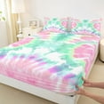 thumbnail image 3 of Homewish Tie Dye Twin Sheet Sets 3pcs for Children Teens Adults,Abstract Gradient Watercolor Twin Fitted Sheet Microfiber,Ombre Vintage Aesthetic Breathable Flat Sheet,Breathable Home Decor, 3 of 7