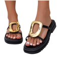 thumbnail image 5 of Hinvhai Women's Versatile Plus Size Shoes Spring Summer Trendy Comfortable Thick Soled Metal Buckle Low Heeled Sandals Black 7(39), 5 of 9