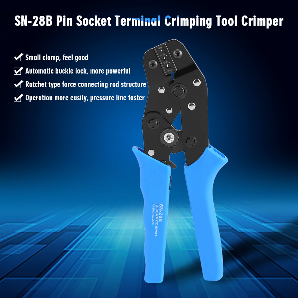 SN-28B Crimp Plier Non-Insulated Terminal Pin Connector Crimper Tool 18-28AWG