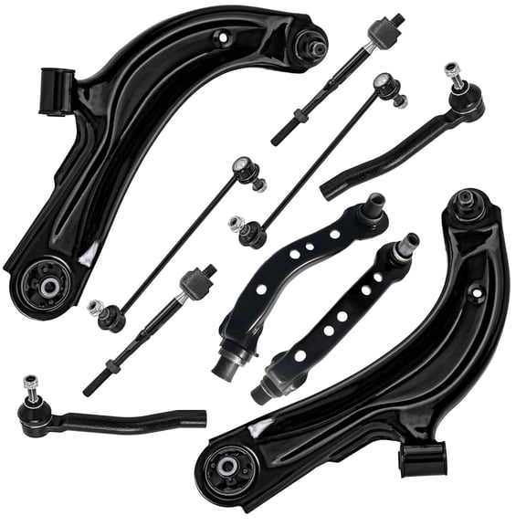 Detroit Axle - 10pc Front End Control Arms Kit for 2013-2019 Nissan Sentra 2013-2020 NV200, 4 Control Arms 4 Tie Rods 2 Sway Bars 2014 2015 2016 2017 2018 [To Sub Frame] Replacement