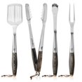 thumbnail image 1 of Grillaholics Premium BBQ Grill Tools - Juego de lujo de 4 piezas de utensilios para barbacoa - Caja de regalo de madera que incluye pinzas para barbacoa, tenedor para carne, espátula y cepillo para un, 1 of 5