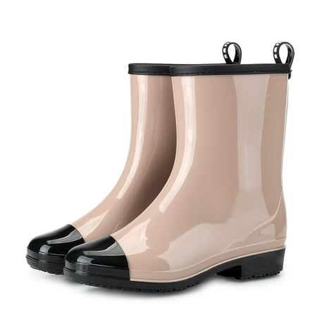 

Women‘s Colorblock Ankle Rain Boots Lightweight Non Slip Waterproof Slip On Short Shoes Women‘s Footwear