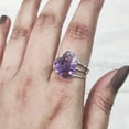 thumbnail image 4 of Natural Amethyst Ring, Rough Amethyst Gemstone Ring, February Birthstone, 3 Plain Band, 925 Sterling Silver, Womens Ring, Christmas, Thanksgiving, Handmade, Statement Jewelry, Rough Gemstone Jewelry, 4 of 5