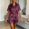 thumbnail image 5 of NominalSnug Satin Pajamas Sets for Women Short Sleeve Button down Shirts Wide Leg Shorts with Pockets Loungewear, 5 of 6