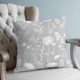 thumbnail image 4 of Pillow Covers 20x20 Set of 2, Grey Wildflowers Throw Pillow Covers Decorative Couch Cushion Cover, Farmhouse Floral Botanical Leaves Microfiber Soft Square Pillowcases for Bedroom Living Room Sofa, 4 of 9