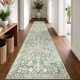 thumbnail image 3 of GLATTICE Runner Rug for Hallway 2x12 Non Slips Rug Runner Super Soft Kitchen Runner Rug Printed Faux Wool Floral Thin Rugs for Entryway Laundry Room Bedroom, Sage Green with Ivory Hues, 3 of 7