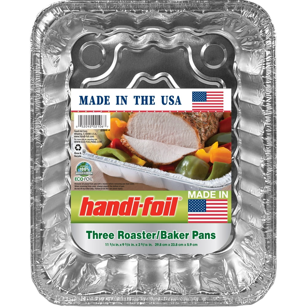 HandiFoil EcoFoil Aluminum Foil Rectangular Roaster/Baker Pans, 3