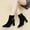 8166 black, variant on Autumn Winter New Style Dark Brown Suede Short Boots 7.6CM Thick Heel Pointed Toe Sequin Decoration Height Increasing Slimming Versatile Fashion Leather Short Boots for Women
