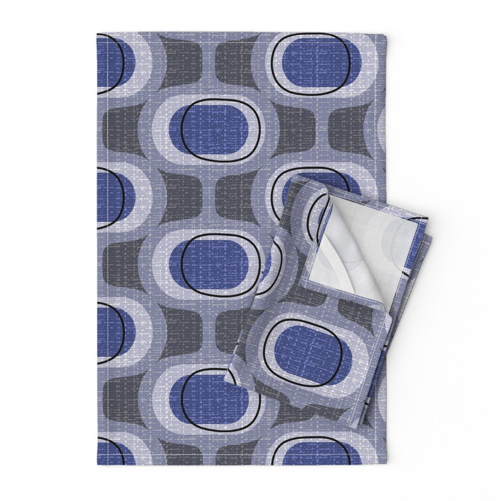 Printed Tea Towel, Linen Cotton Canvas - Orbs Indigo Mid Century Modern  1960S 1970S Retro Blue Gray Circles Vintage Print Decorative Kitchen Towel  by Spoonflower - Walmart.com