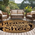 thumbnail image 4 of Round Rugs 5Ft, Please Remove Your Shoes Round Area Rug Washable Indoor Throw Carpet, Farmhouse Brown Wooden Grain Soft Non Slip Circle Rug for Cabinet Bathroom Home Decor Aesthetic, 4 of 8