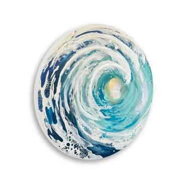 Round Sea Waves Nautical Ocean Abstract Painting Unframed Art Print Wall Art