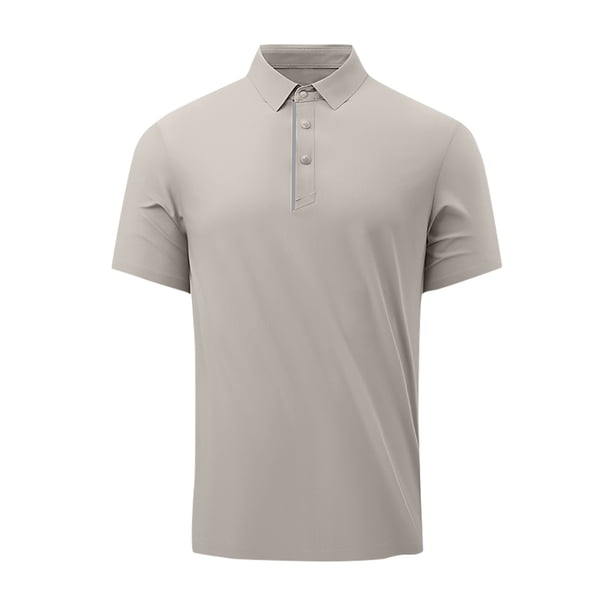 Camisa Casual de Solapa de los Hombres, Botón de Color Sólido de Verano Delantero Al Aire Libre para el Uso Diario, Transpirable Ligero Mock Cuello Tee