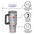 thumbnail image 4 of 40oz Pioneer Flower Floral Print Pattern Insulated Tumbler with Handle, BPA-Free Leak Proof Lid and Straws, Double Wall Vacuum, Hot 12h/Cold 34h, 4 of 6