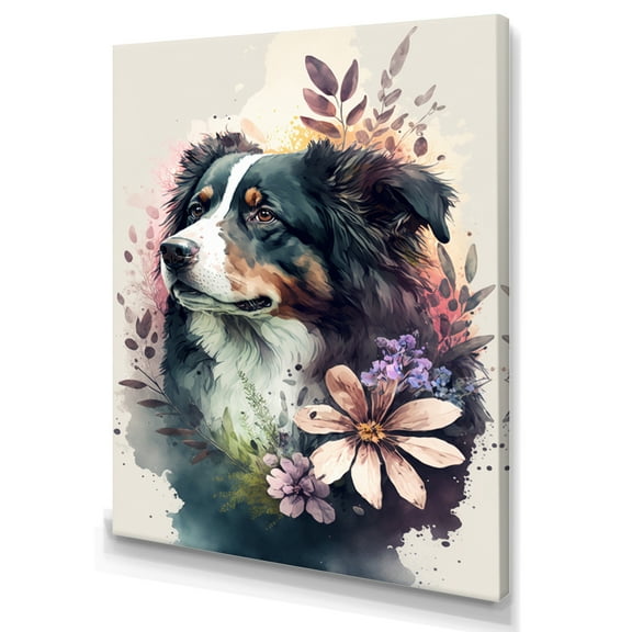 Designart Cute Bernese Floral Art Canvas Wall Art