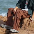 thumbnail image 4 of Pantalones de primavera y verano para hombre, pantalones cargo rectos holgados de algodón estilo coreano, estilo emo, estilo informal, ropa técnica holgada, 4 of 4