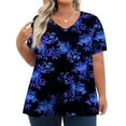 thumbnail image 4 of Fantaslook Plus Size Womens T Shirts V Neck Caseual Tops Short Sleeve Floral Shirts Loose Blouses, 4 of 8
