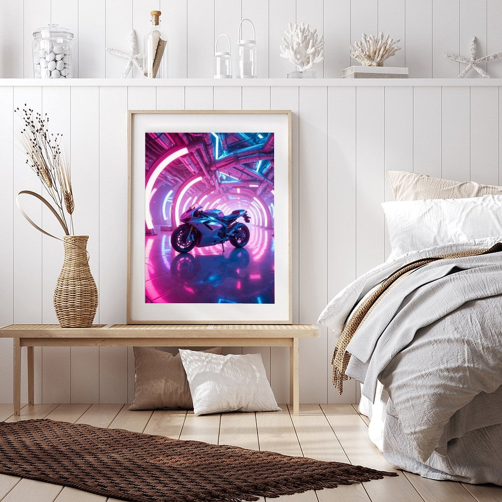 Diamond Art Kit for Adults, Neon Tunnel Futuristic Motorcycle Diamond Painting for Adults Beginners, DIY Diamond Art Painting Kits, 5D Diamond Painting Crafts for Home Decor 12x16 Frameless