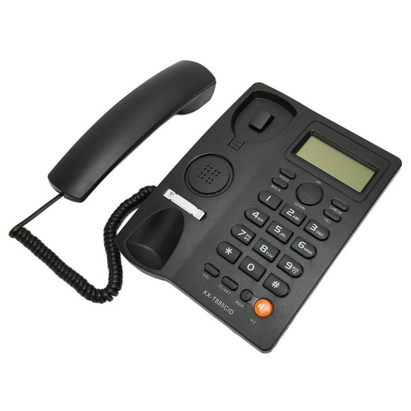 Desktop Landline Phone, Dual Interface Mute Function Corded Phone Hands Free Calling with Earpiece for Bank for Call Center for Family Black,White